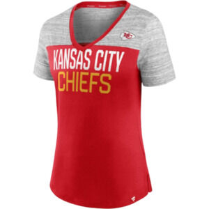 Women's Fanatics Red/Heathered Gray Kansas City Chiefs v-Neck T-shirt Small 4-8